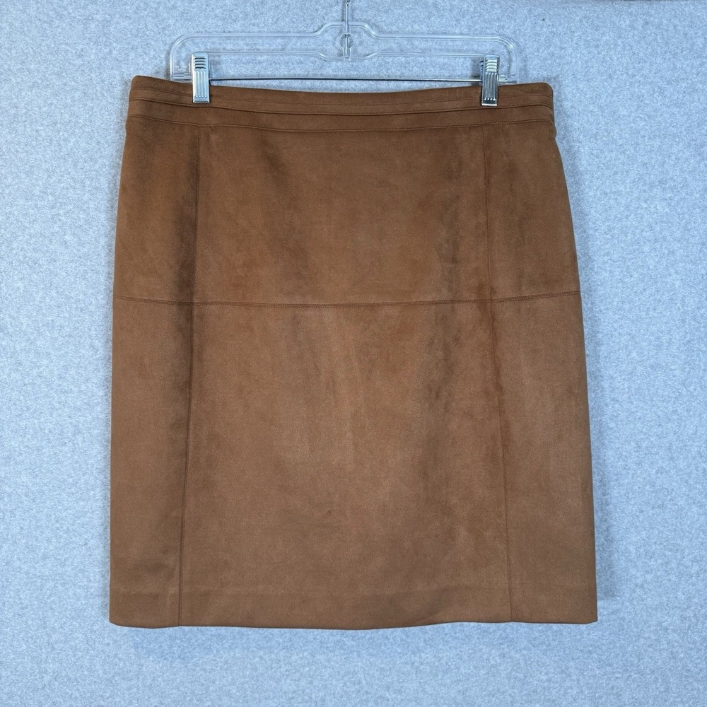 Sara Campbell Faux Suede‎ Skirt Womens 14 Camel Tan Mini Pencil